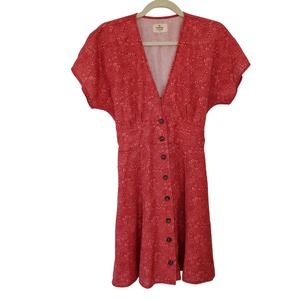 Marine Layer Camila Mini Dress Red Ditsy Floral Print Size Small Pockets Boho